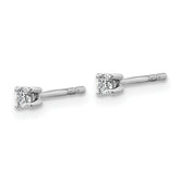 18k White Gold 1/10 carat Lab Grown Diamond VS+ F+ Round Complete Four Prong Stud Earrings